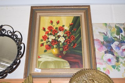 Lot 555 - Still life of roses in a vase, framed