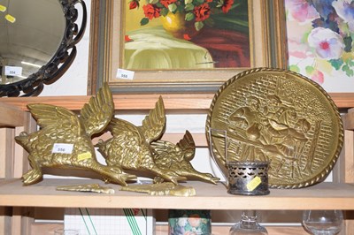 Lot 556 - Brass flying ducks and birds and other metal...