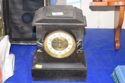 Lot 573 - Black slate mantel clock