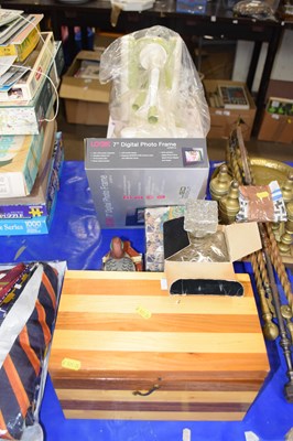 Lot 609 - Wooden storage box, decanter, digital photo...