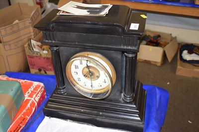 Lot 615 - Black slate mantel clock