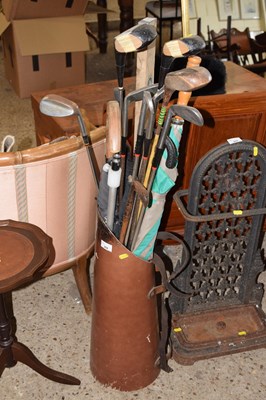 Lot 268 - A copper coal chute containing assorted golf...