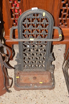 Lot 269 - Cast iron stick stand with pierced back