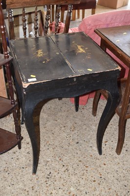 Lot 281 - Black painted chinoiserie finish cabriole leg...