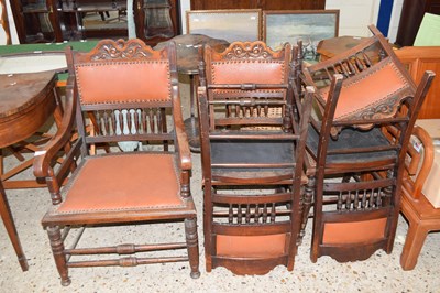 Lot 294 - Set of five late Victorian spindle back chairs