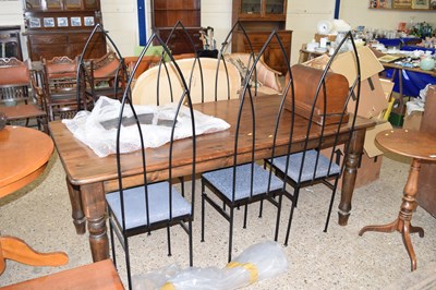 Lot 300 - Modern pine dining table on turned legs...