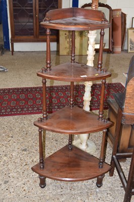 Lot 318 - Mahogany four tier corner what not with turned...