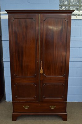 Lot 252 - 19th century mahogany wardrobe with moulded...