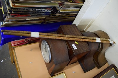 Lot 707 - Four mantel clocks and two walking sticks