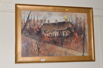 Lot 720 - View of cottages, signed Briggs, watercolour,...