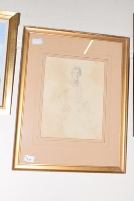 Lot 730 - Study of a gentleman dated 1834, pencil, framed