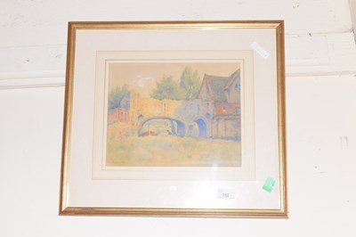 Lot 732 - View of a bridge, watercolour