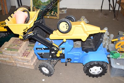 Lot 804 - Child's toy New Holland tractor with loading...