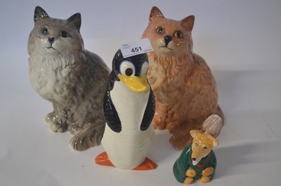 Lot 451 - CARLTONWARE PENGUIN, BESWICK & ROYAL DOULTON CATS