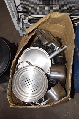 Lot 878 - Quantity of kitchen wares to include saucepans...