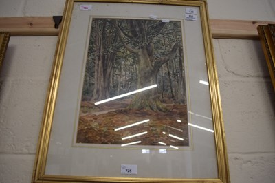 Lot 725 - Unsigned watercolour, Woodland scene, labelled...