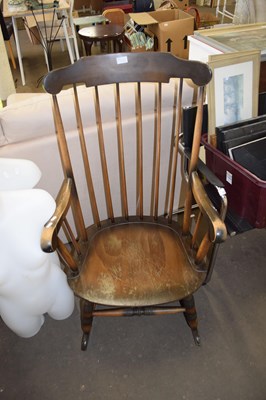 Lot 741 - ERCOL STYLE STICK BACK ROCKING CHAIR