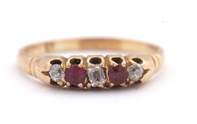 Lot 7 - A ruby and diamond ring, set with old mine cut...