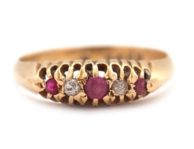 Lot 8 - An early 20th century 18ct ruby and diamond...