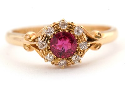Lot 2 - An 18ct Edwardian ruby and diamond ring, the...