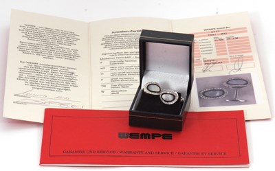 Lot 126 - A pair of 18ct white gold, diamond, onyx and...