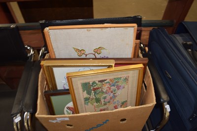 Lot 745 - ONE BOX MIXED PICTURES TO INCLUDE NEEDLEWORK