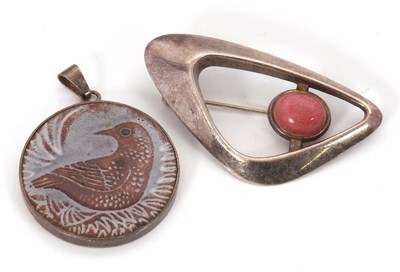 Lot 120 - A David Andersen silver abstract brooch, set...