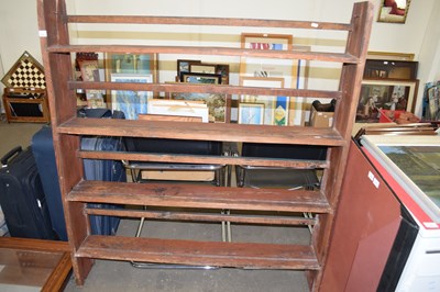 Lot 749 - RUSTIC ANTIQUE PINE SHELVES OR PLATE RACK,...