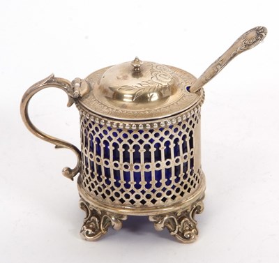 Lot 44 - A Victorian silver pierced mustard and liner,...