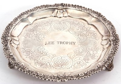 Lot 55 - A George IV silver card salver of circular...