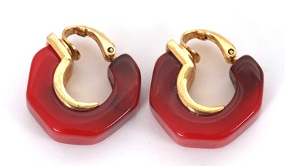 Lot 119 - A pair of Givenchy earrings, the cherry amber...