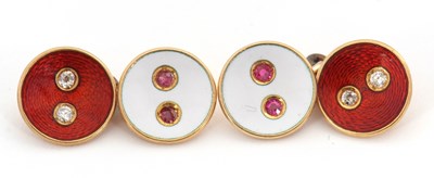Lot 93 - A pair of c.1930's diamond and enamel...