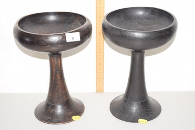 Lot 5 - A pair of soft wood pedestal bowls