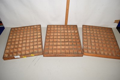 Lot 12 - Three small wooden printers trays