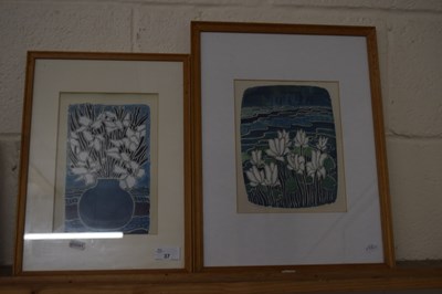 Lot 37 - Pair of abstract studies of flowers,...