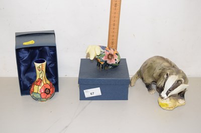 Lot 67 - Old Tupton vase and similarly decorated pig...