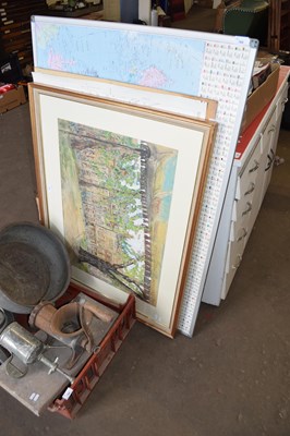 Lot 769 - LARGE MAP OF THE WORLD AND AN ORDNANCE SURVEY...