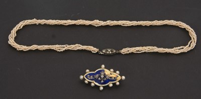 Lot 113 - A 19th century enamel, diamond and 'pearl'...