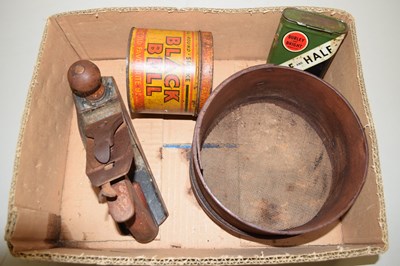 Lot 91 - Mixed Lot: Woodworking plane, vintage tins,...