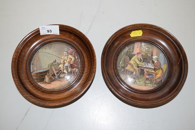 Lot 93 - Two framed Pratt ware pot lids