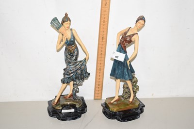 Lot 97 - A pair of resin figures of Art Deco dancers