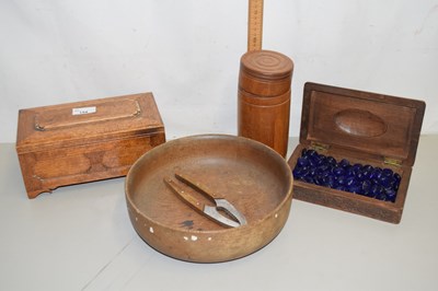 Lot 154 - Mixed Lot: Wooden fruit bowl, hardwood boxes...