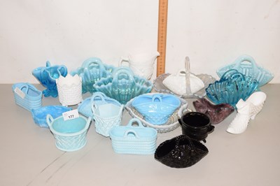 Lot 177 - Collection of various pressed glass baskets...