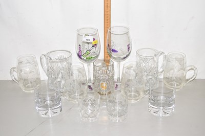 Lot 185 - Mixed Lot: Various glass tankards and other items