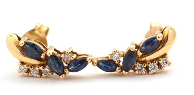 Lot 114 - A pair of sapphire and diamond earrings, the...
