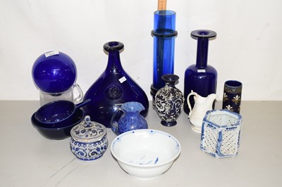 Lot 212 - Mixed Lot: Various blue glass wares and...
