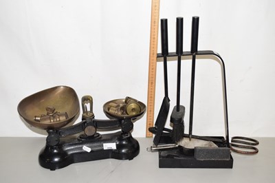 Lot 219 - Vintage scales and weights together with fire...