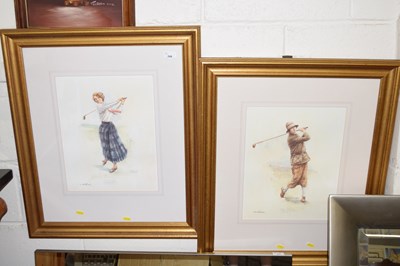 Lot 249 - Framed prints of golfers Cecil Leitch and...