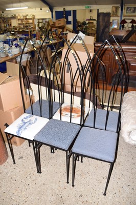 Lot 261 - A set of six modern dining chairs with metal...