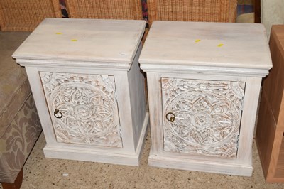 Lot 264 - Pair of hardwood painted bedside cabinets